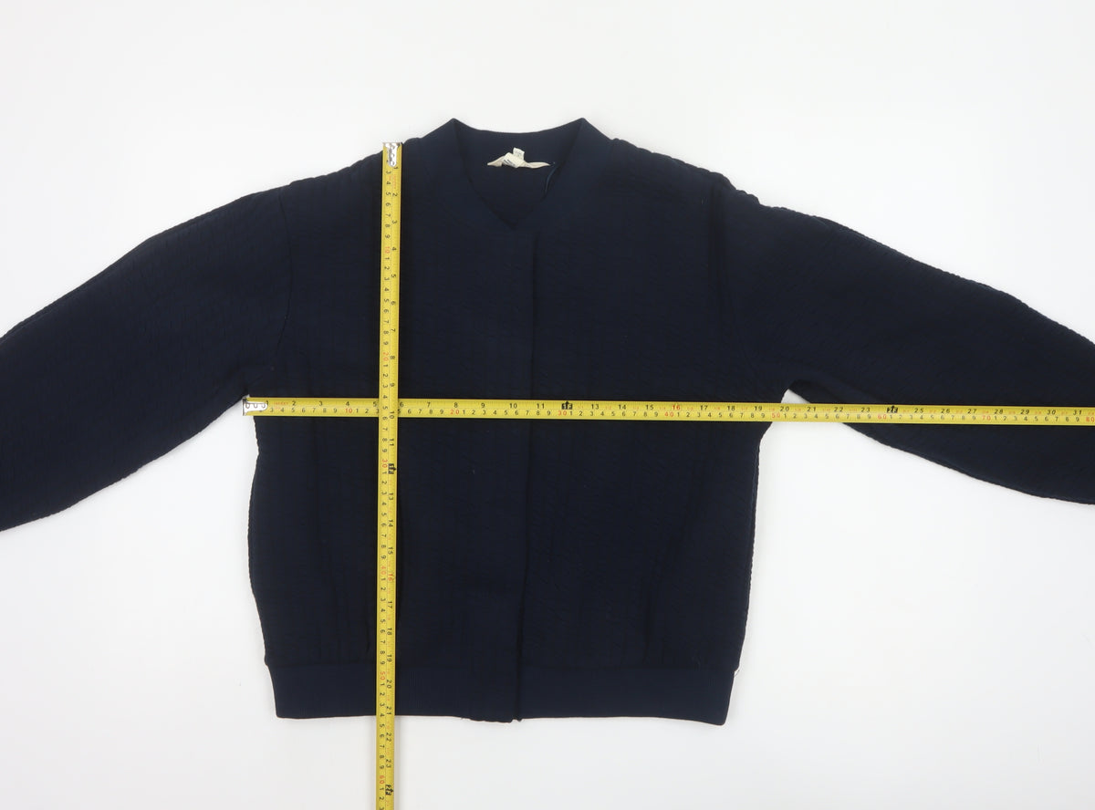 River Island Women’s Blue S Textured Bomber Jacket Cotton Blend