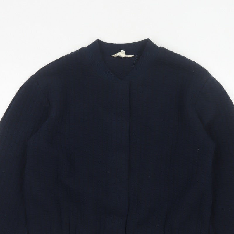 River Island Women’s Blue S Textured Bomber Jacket Cotton Blend