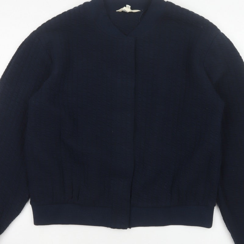 River Island Women’s Blue S Textured Bomber Jacket Cotton Blend