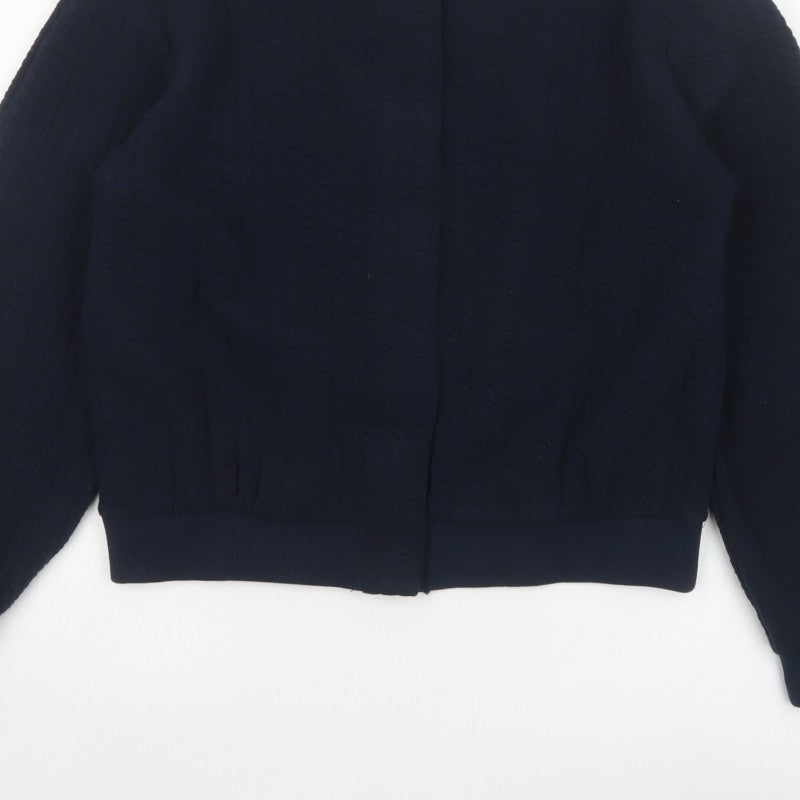 River Island Women’s Blue S Textured Bomber Jacket Cotton Blend