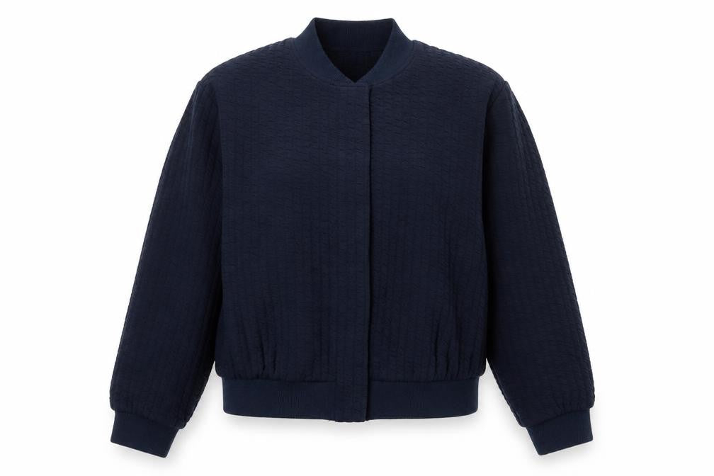 River Island Women’s Blue S Textured Bomber Jacket Cotton Blend