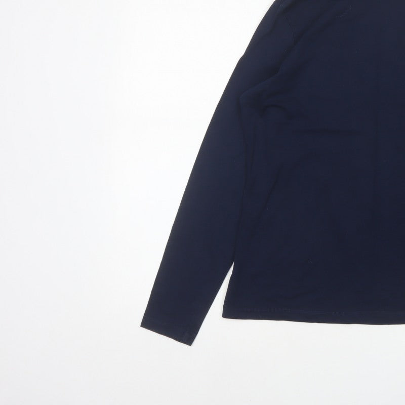Lands' End Women Blue Petite M Roll Neck Stretch Jersey Top