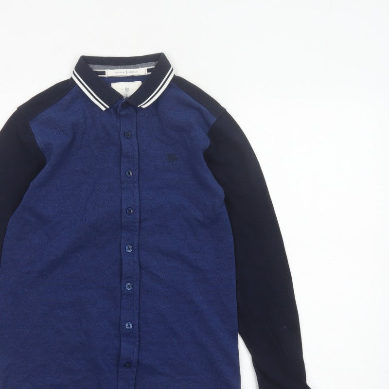 Jasper Conran Boys Blue Age 12 Basic Long Sleeve Colourblock Button-Up Shirt