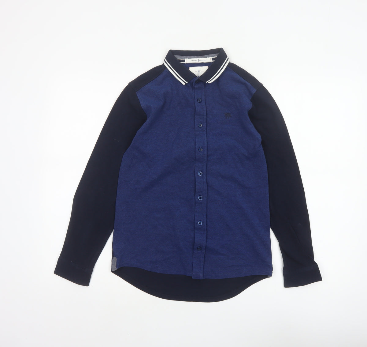 Jasper Conran Boys Blue Age 12 Basic Long Sleeve Colourblock Button-Up Shirt