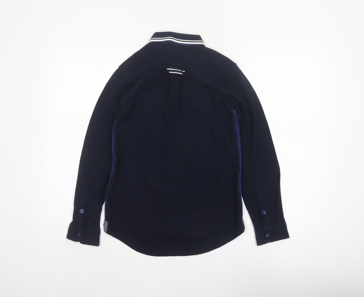 Jasper Conran Boys Blue Age 12 Basic Long Sleeve Colourblock Button-Up Shirt