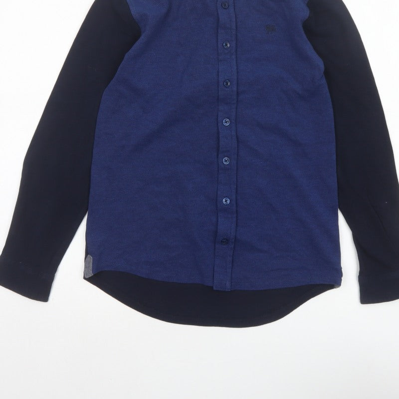 Jasper Conran Boys Blue Age 12 Basic Long Sleeve Colourblock Button-Up Shirt