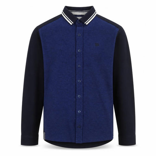 Jasper Conran Boys Blue Age 12 Basic Long Sleeve Colourblock Button-Up Shirt