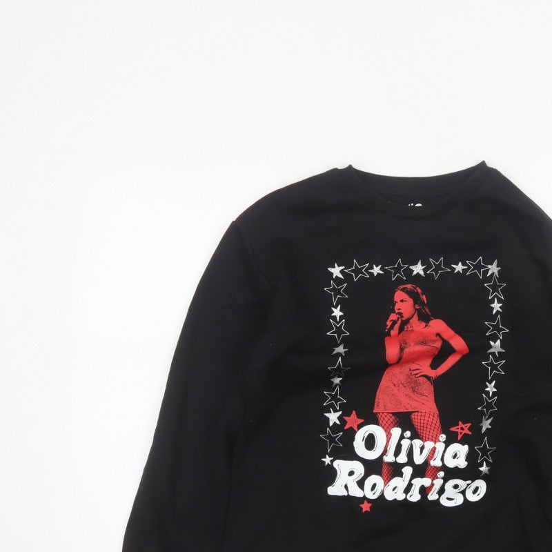 Olivia Rodrigo Girls Black 13-14 Years Pullover Graphic Sweatshirt