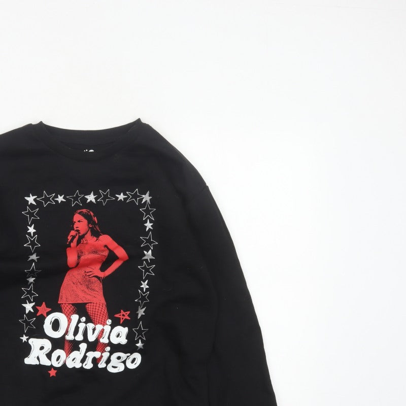 Olivia Rodrigo Girls Black 13-14 Years Pullover Graphic Sweatshirt