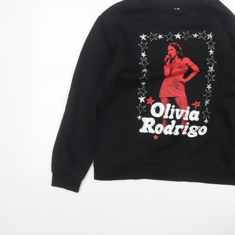 Olivia Rodrigo Girls Black 13-14 Years Pullover Graphic Sweatshirt