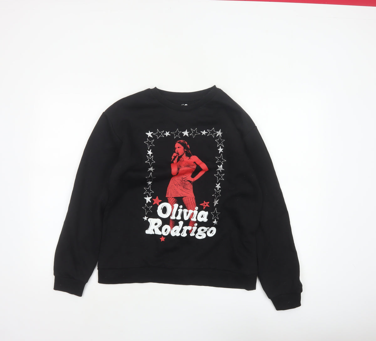 Olivia Rodrigo Girls Black 13-14 Years Pullover Graphic Sweatshirt