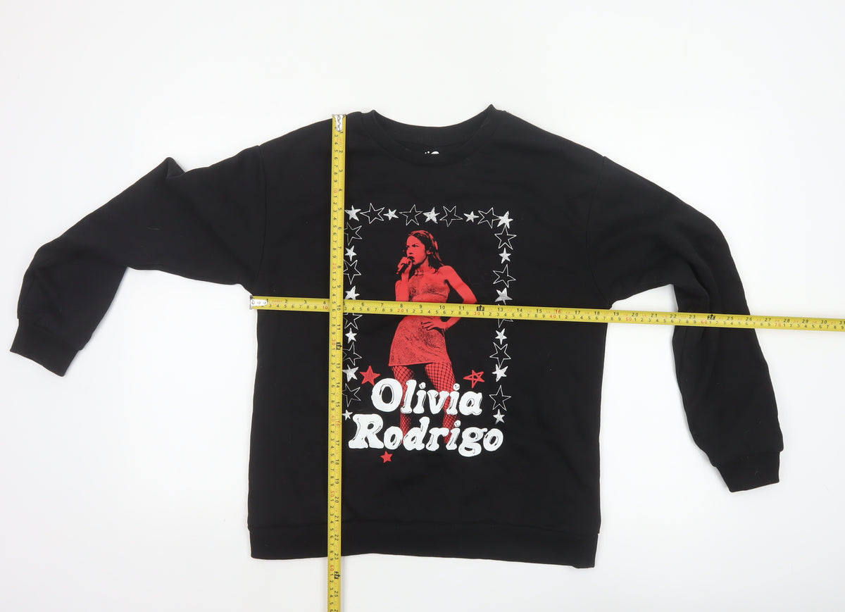 Olivia Rodrigo Girls Black 13-14 Years Pullover Graphic Sweatshirt