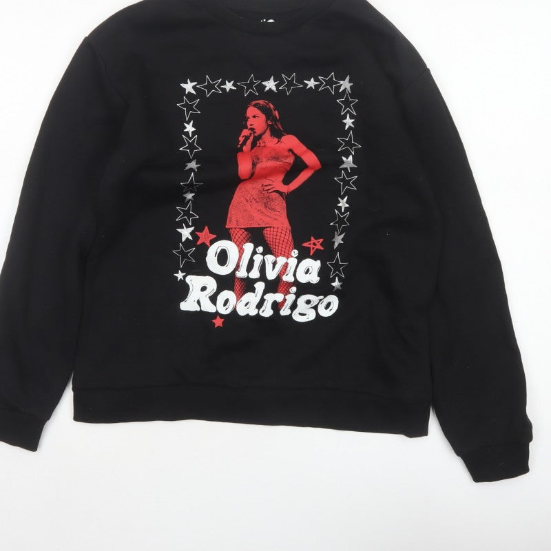 Olivia Rodrigo Girls Black 13-14 Years Pullover Graphic Sweatshirt
