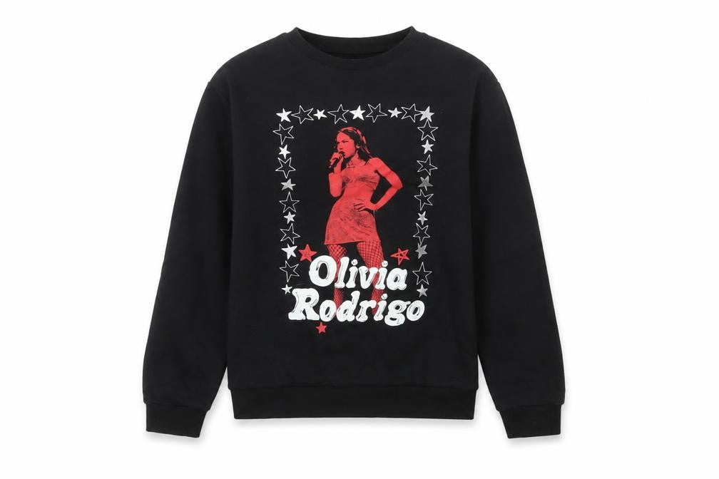 Olivia Rodrigo Girls Black 13-14 Years Pullover Graphic Sweatshirt