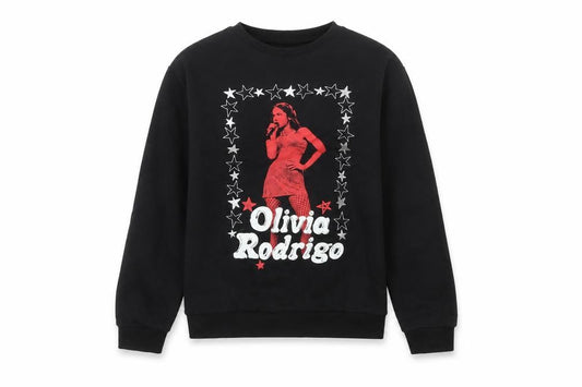 Olivia Rodrigo Girls Black 13-14 Years Pullover Graphic Sweatshirt