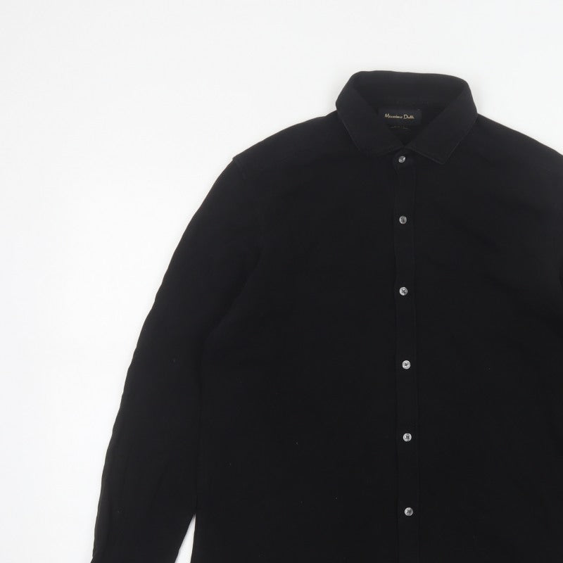 Massimo Dutti Men’s Black M Slim Fit Long Sleeve Button-Up Shirt