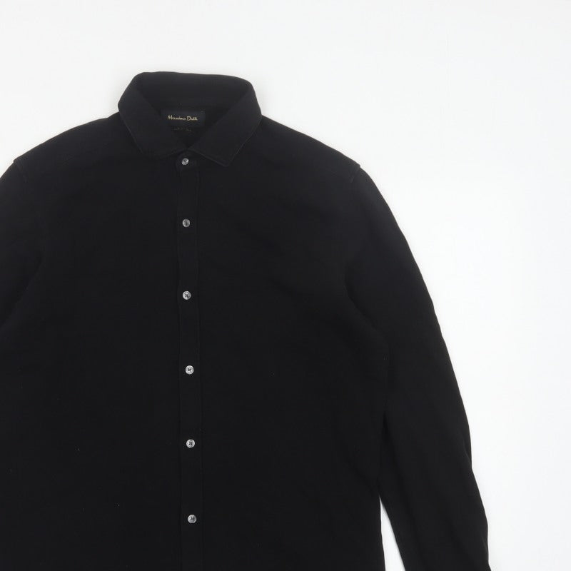 Massimo Dutti Men’s Black M Slim Fit Long Sleeve Button-Up Shirt
