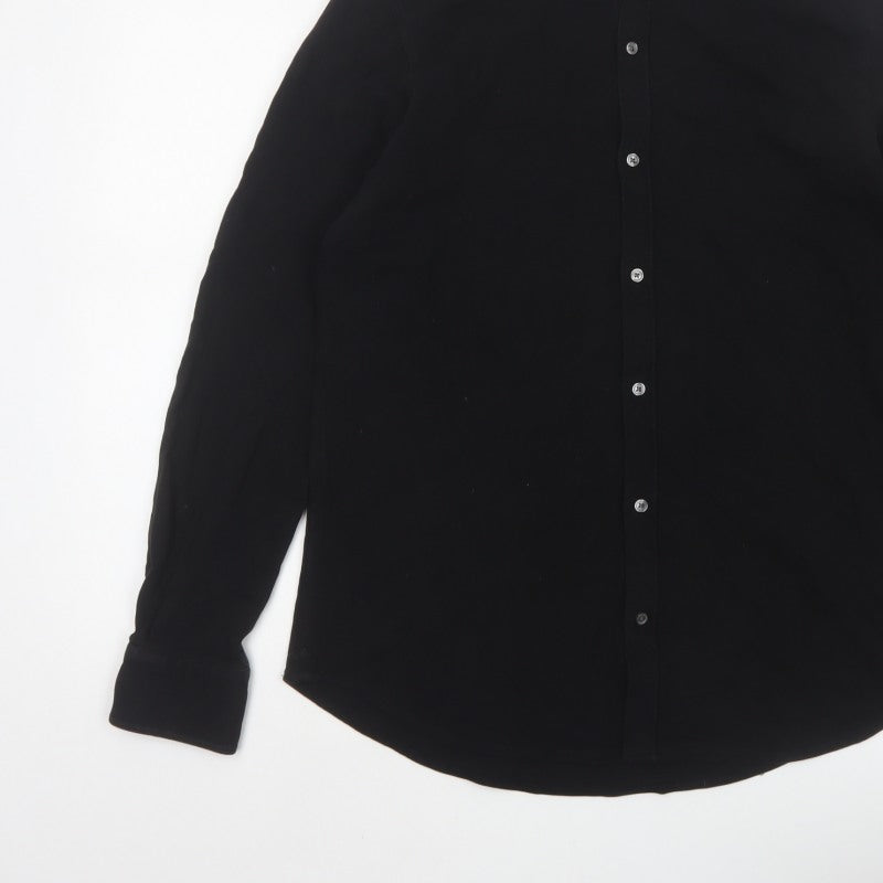 Massimo Dutti Men’s Black M Slim Fit Long Sleeve Button-Up Shirt