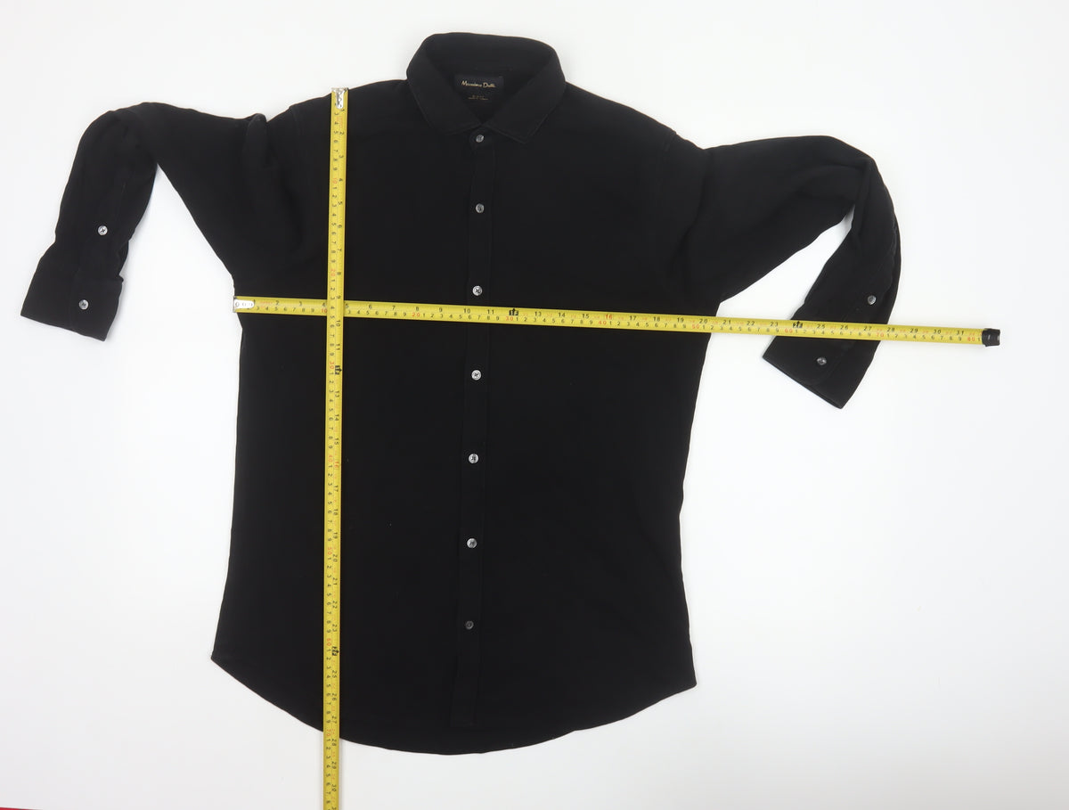 Massimo Dutti Men’s Black M Slim Fit Long Sleeve Button-Up Shirt
