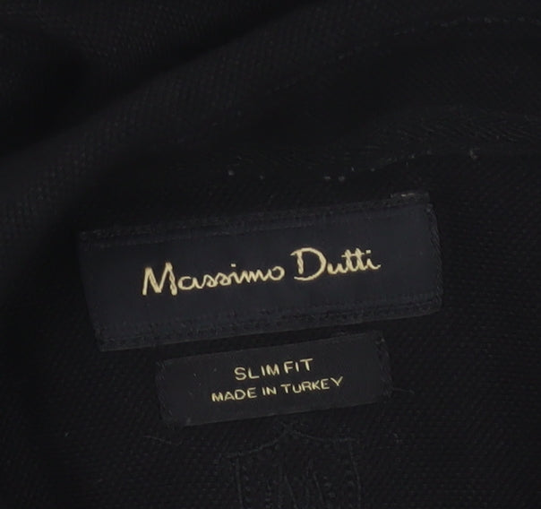 Massimo Dutti Men’s Black M Slim Fit Long Sleeve Button-Up Shirt