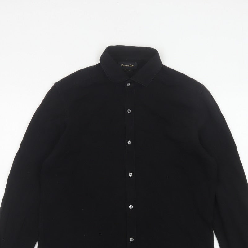 Massimo Dutti Men’s Black M Slim Fit Long Sleeve Button-Up Shirt