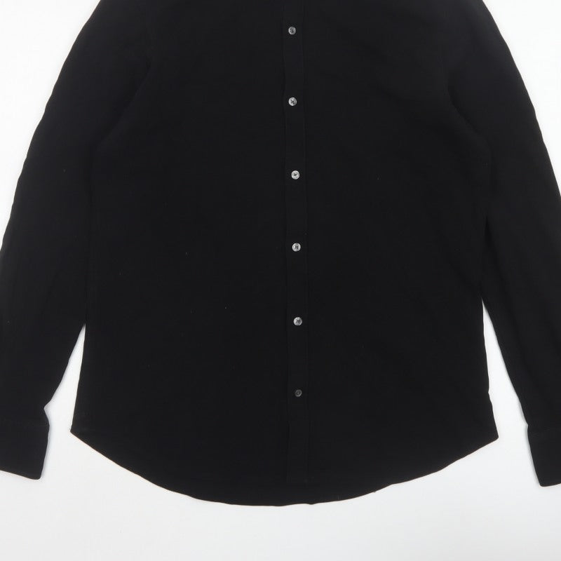 Massimo Dutti Men’s Black M Slim Fit Long Sleeve Button-Up Shirt
