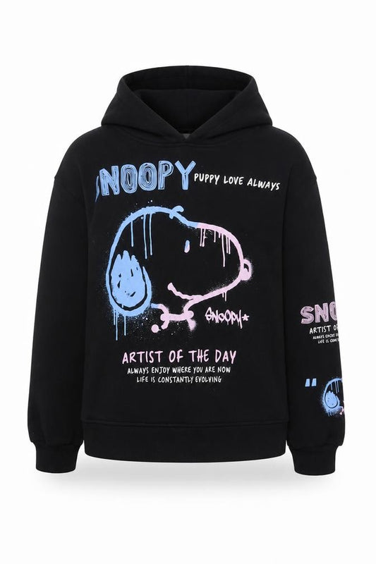 Zara Girls Black Size 10 Snoopy Peanuts Graphic Pullover Hoodie