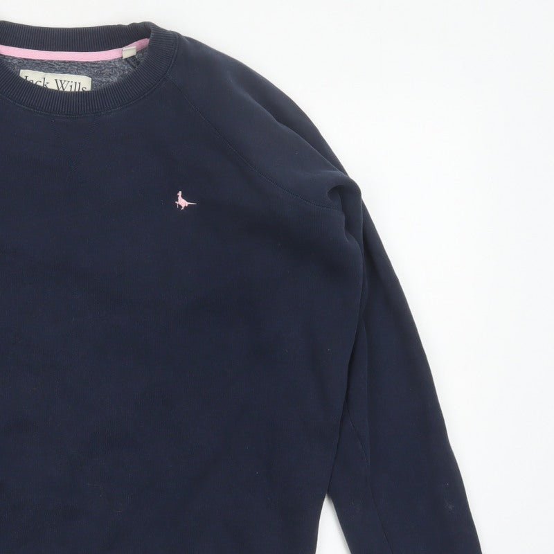 Jack Wills Women's Blue UK 12 Pullover Sweatshirt Embroidered Logo