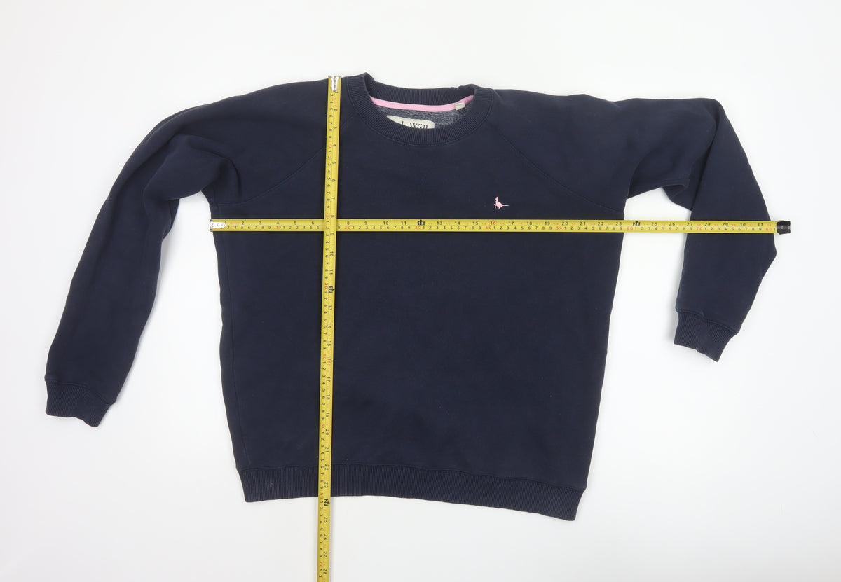 Jack Wills Women's Blue UK 12 Pullover Sweatshirt Embroidered Logo