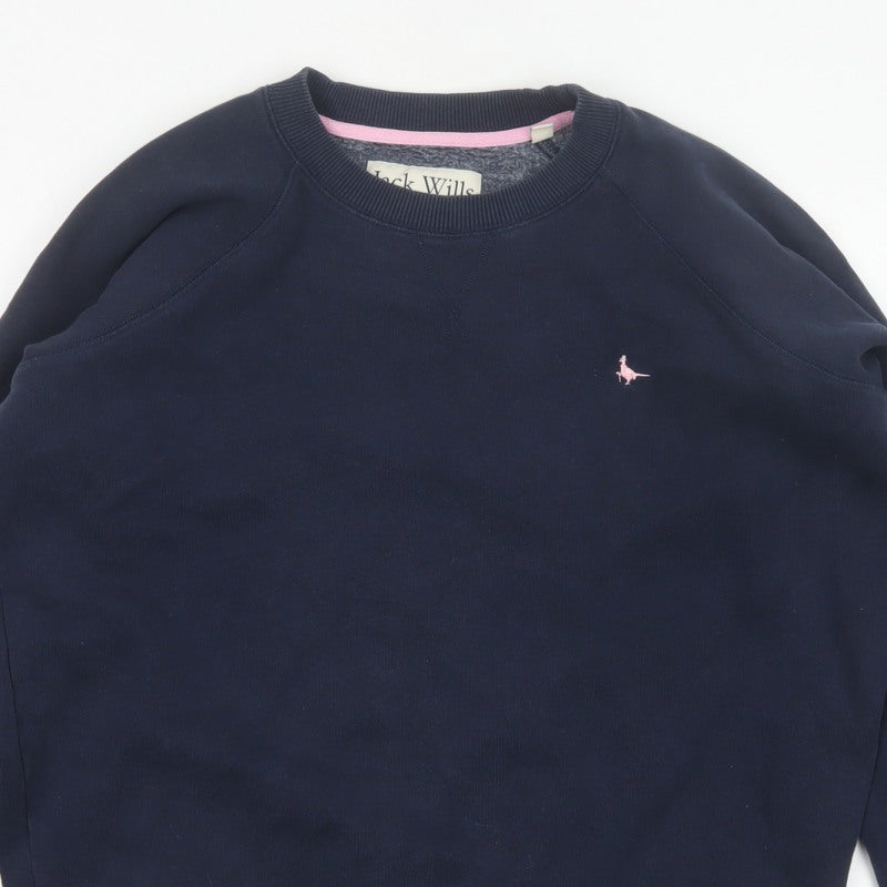 Jack Wills Women's Blue UK 12 Pullover Sweatshirt Embroidered Logo