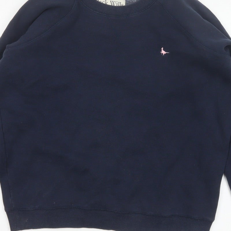 Jack Wills Women's Blue UK 12 Pullover Sweatshirt Embroidered Logo