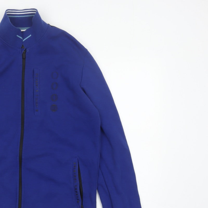 OC Men’s Blue S Bomber Jacket Full Zip Logo Tape