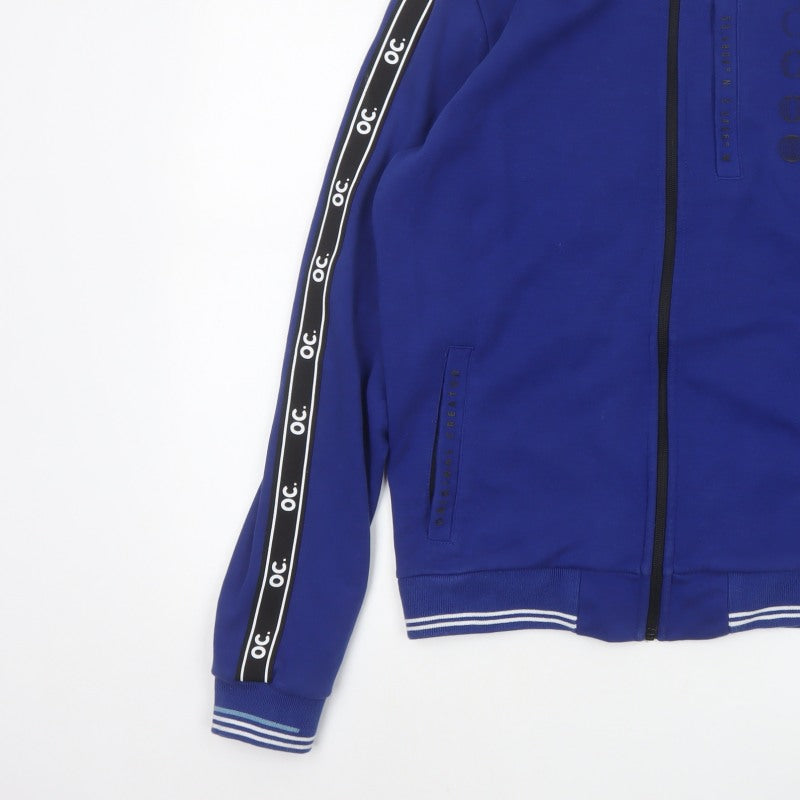 OC Men’s Blue S Bomber Jacket Full Zip Logo Tape