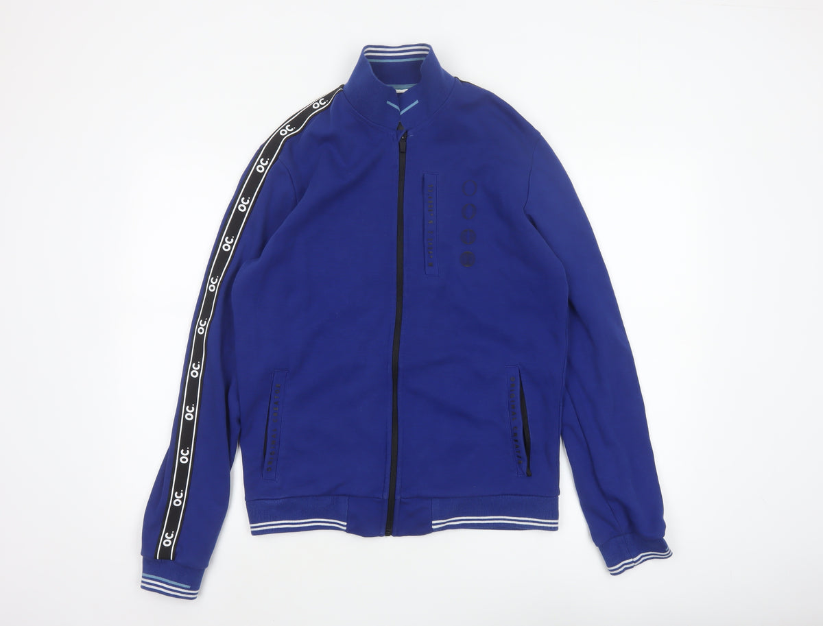 OC Men’s Blue S Bomber Jacket Full Zip Logo Tape