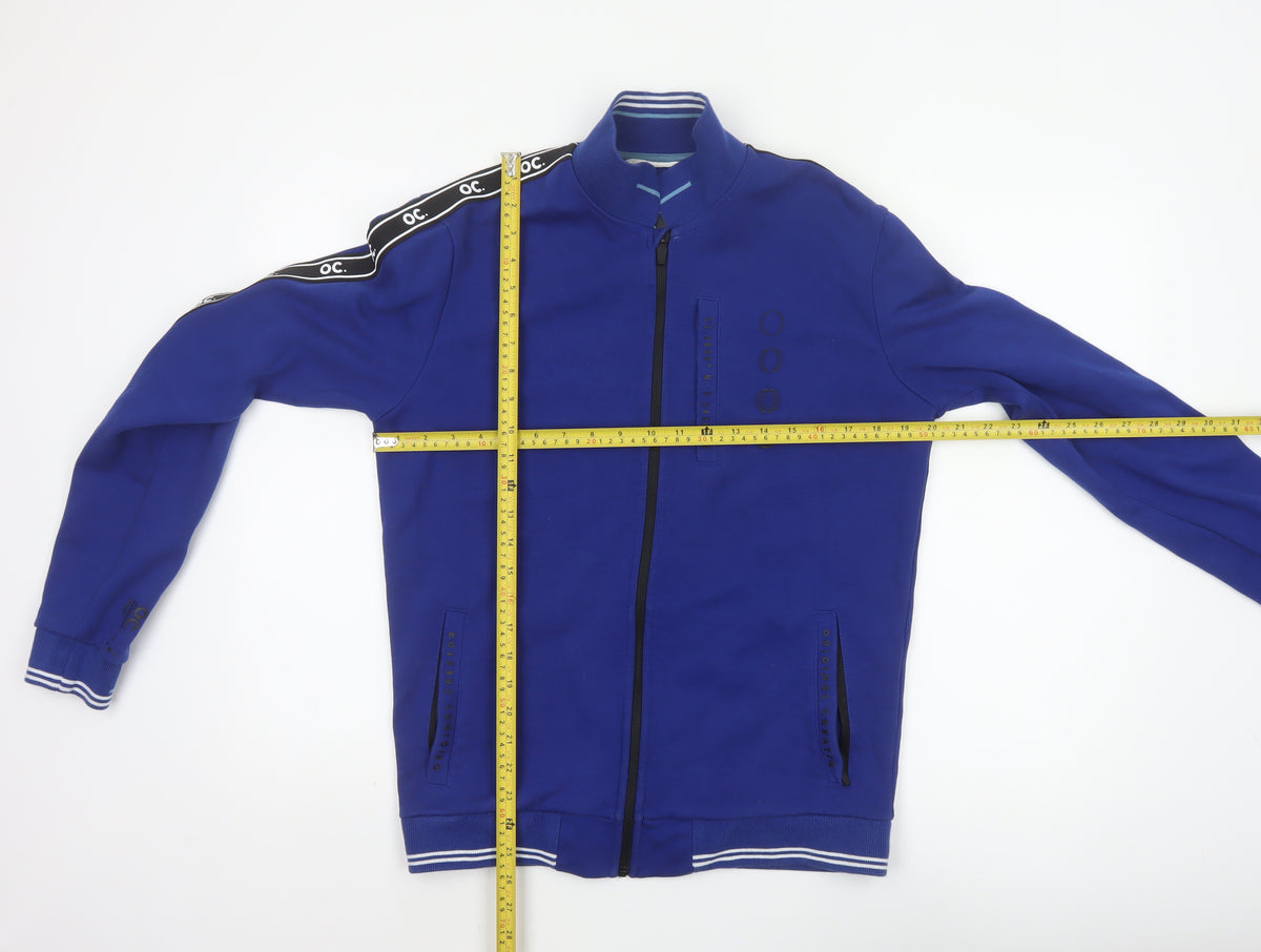 OC Men’s Blue S Bomber Jacket Full Zip Logo Tape