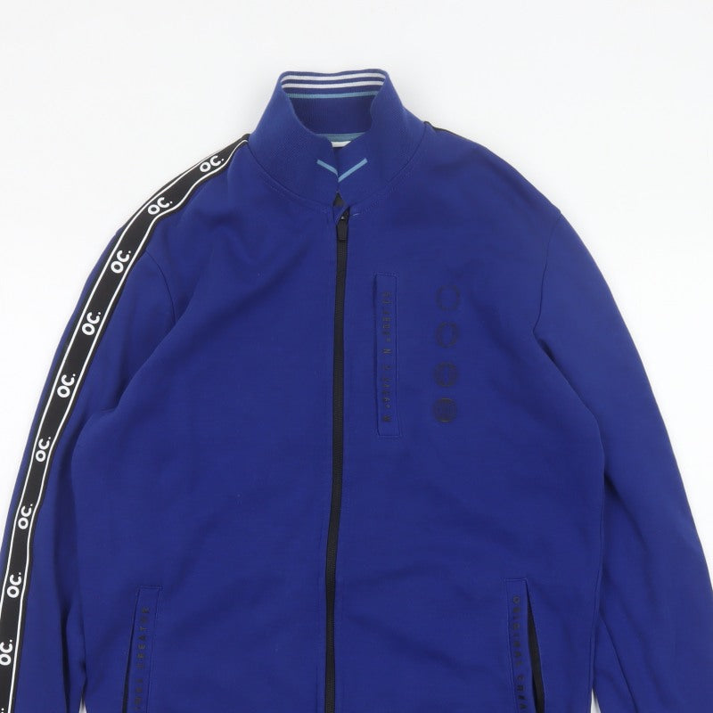 OC Men’s Blue S Bomber Jacket Full Zip Logo Tape