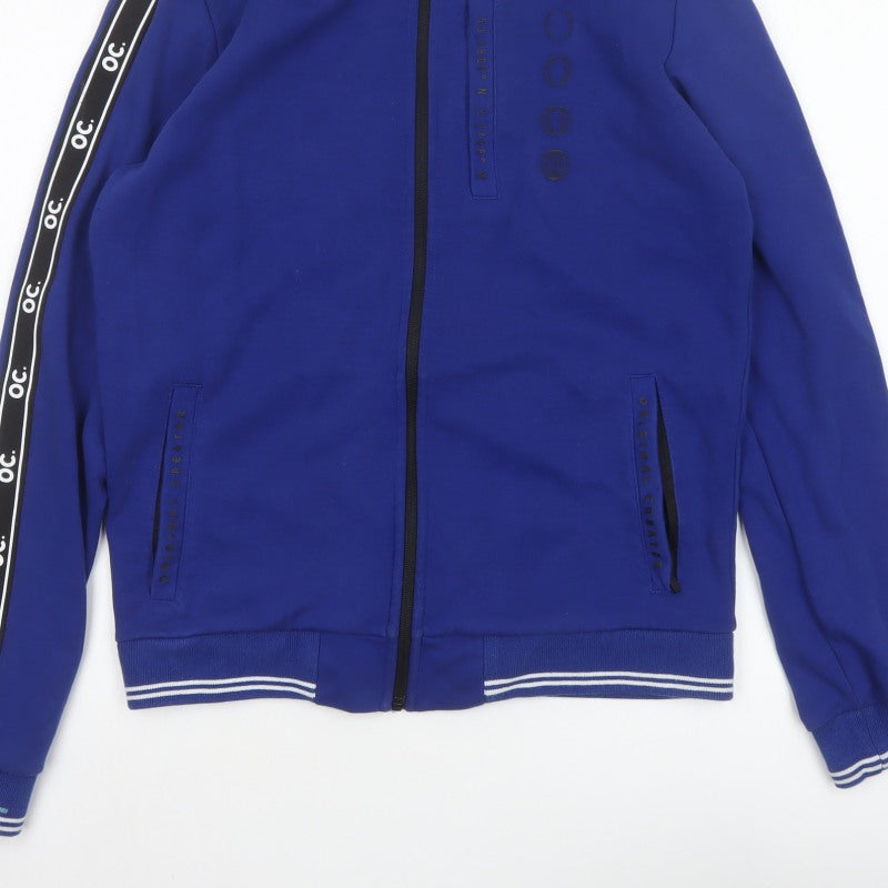 OC Men’s Blue S Bomber Jacket Full Zip Logo Tape