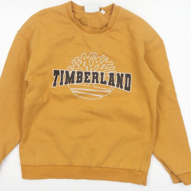 Timberland Boys Yellow 14 Years Pullover Fleece Logo Sweatshirt