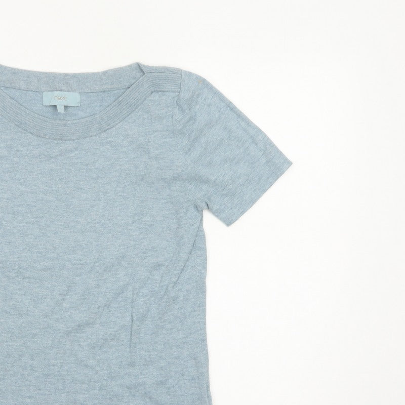 Next Women’s Blue UK 12 Basic Knit Short Sleeve Round Neck Top