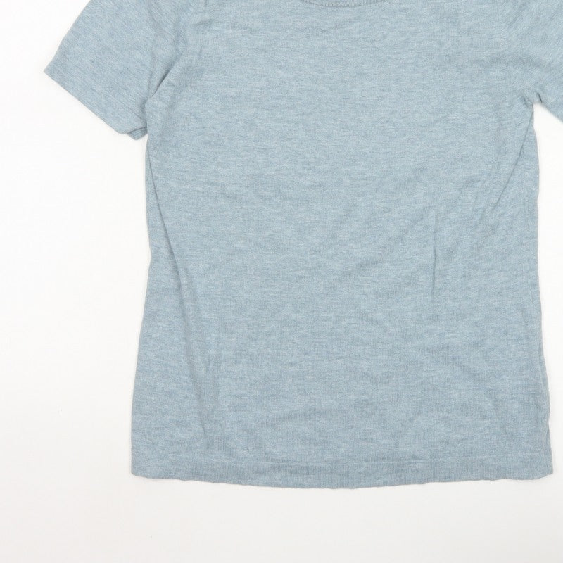 Next Women’s Blue UK 12 Basic Knit Short Sleeve Round Neck Top