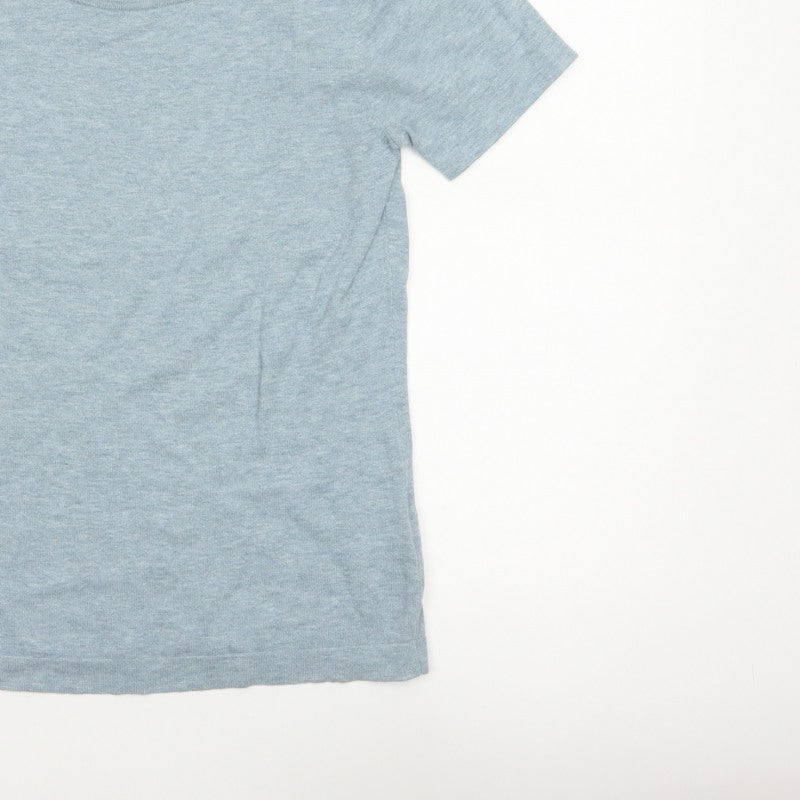 Next Women’s Blue UK 12 Basic Knit Short Sleeve Round Neck Top