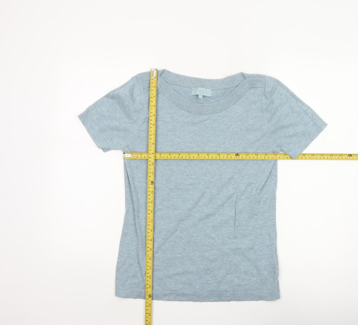 Next Women’s Blue UK 12 Basic Knit Short Sleeve Round Neck Top