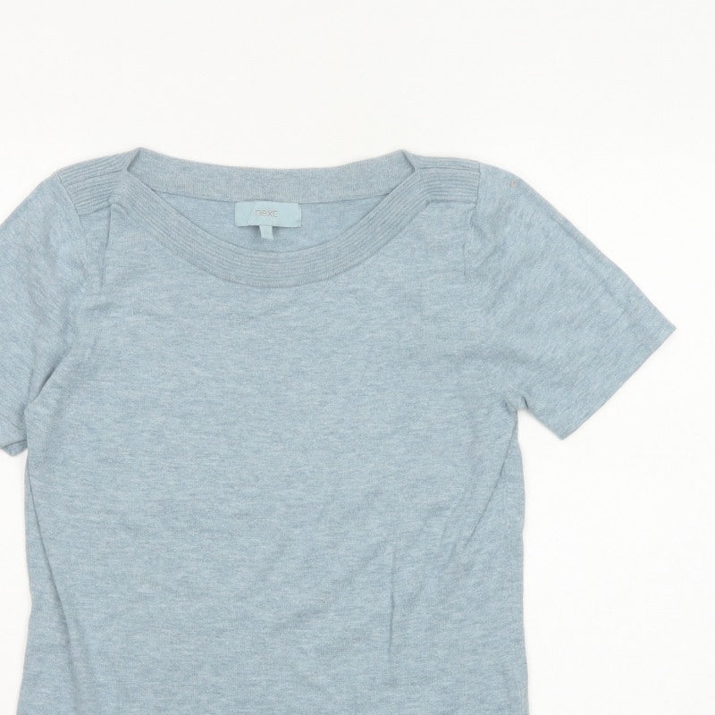 Next Women’s Blue UK 12 Basic Knit Short Sleeve Round Neck Top