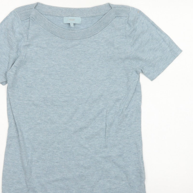 Next Women’s Blue UK 12 Basic Knit Short Sleeve Round Neck Top