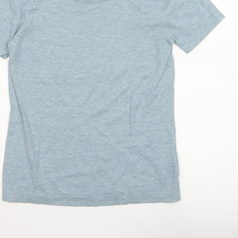 Next Women’s Blue UK 12 Basic Knit Short Sleeve Round Neck Top