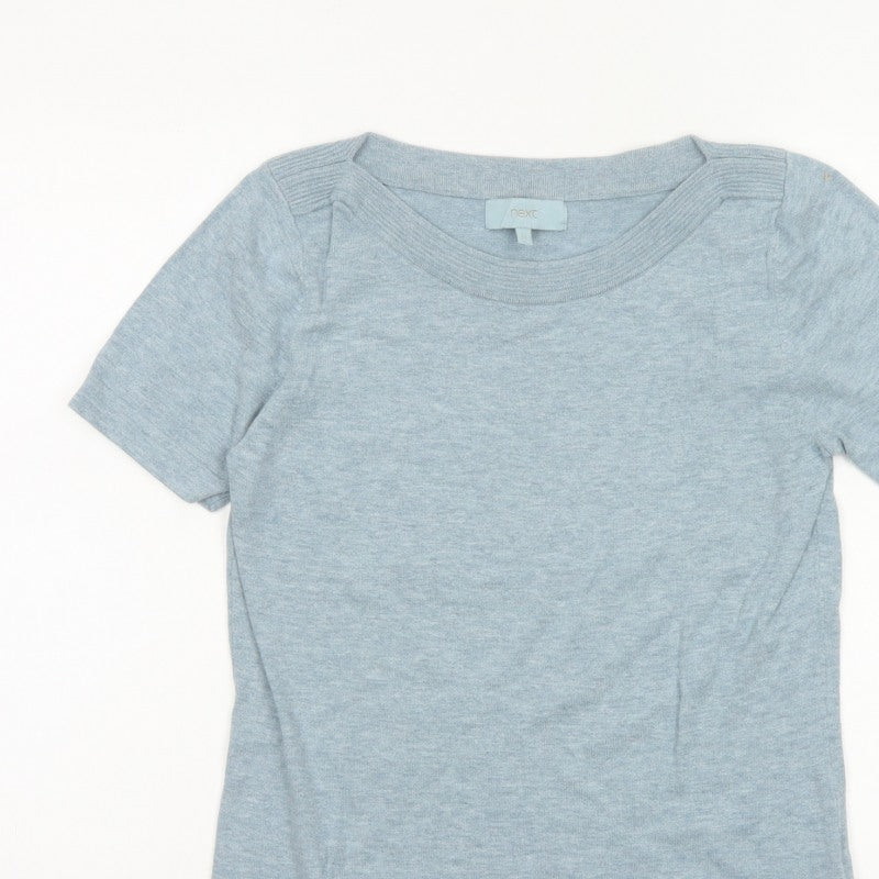 Next Women’s Blue UK 12 Basic Knit Short Sleeve Round Neck Top