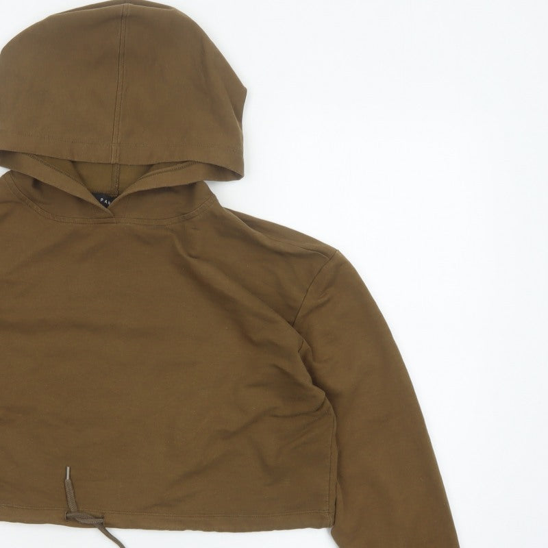 Parisian Women’s Brown UK 14 Cropped Pullover Hoodie Drawstring
