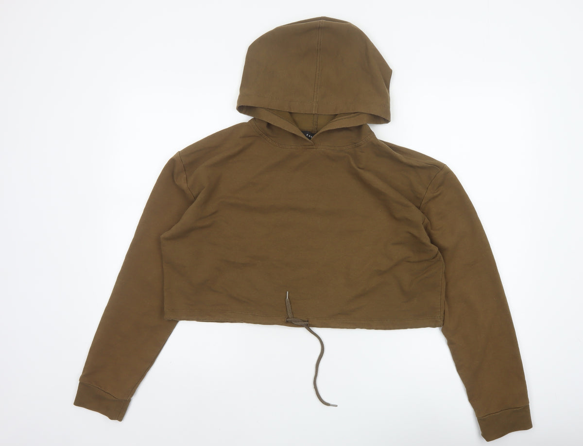 Parisian Women’s Brown UK 14 Cropped Pullover Hoodie Drawstring