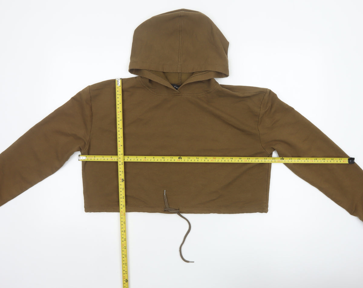 Parisian Women’s Brown UK 14 Cropped Pullover Hoodie Drawstring