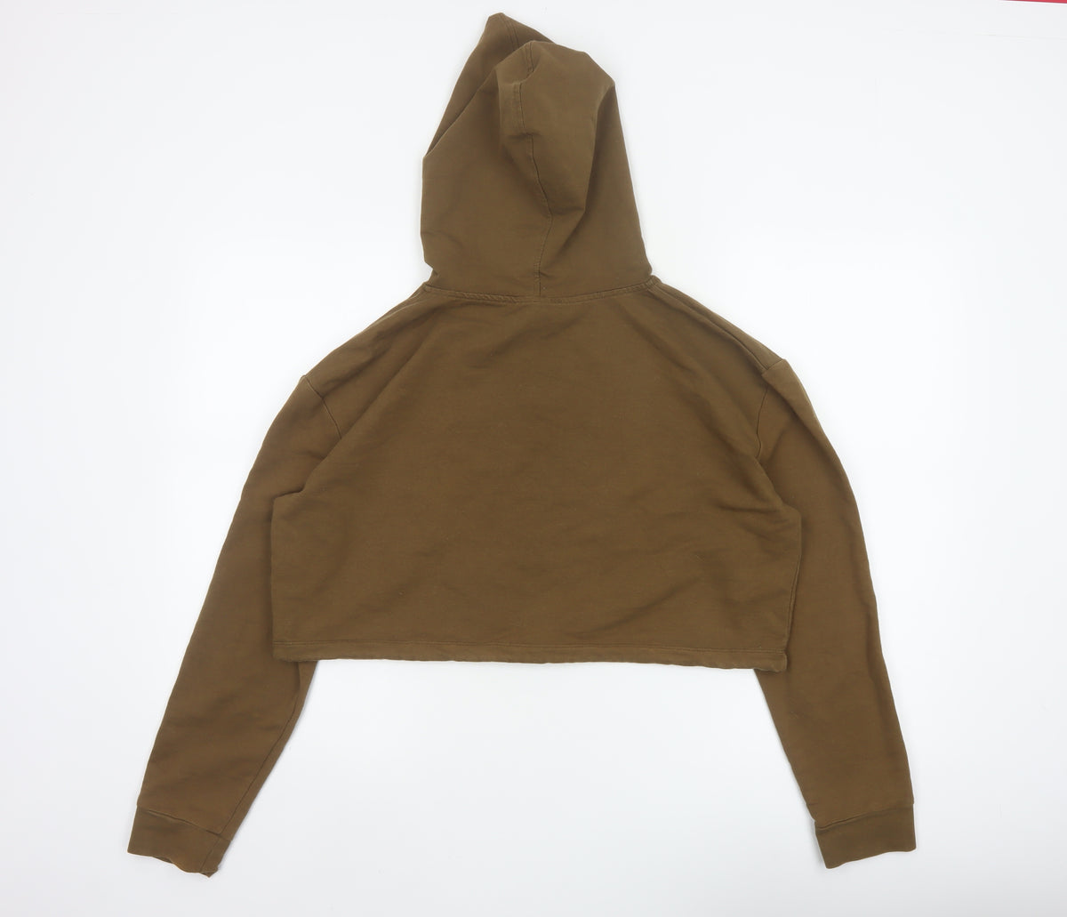Parisian Women’s Brown UK 14 Cropped Pullover Hoodie Drawstring